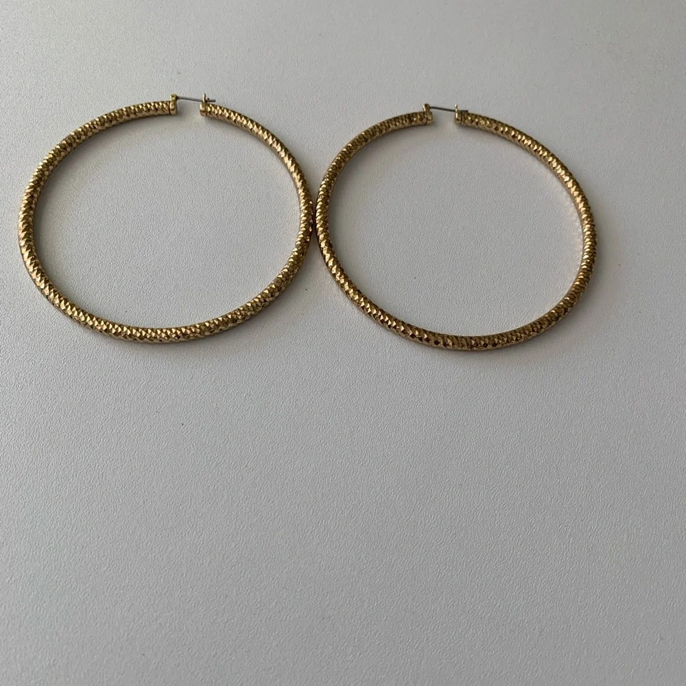Large Gold Hoop Earrings - Picture 5 of 5